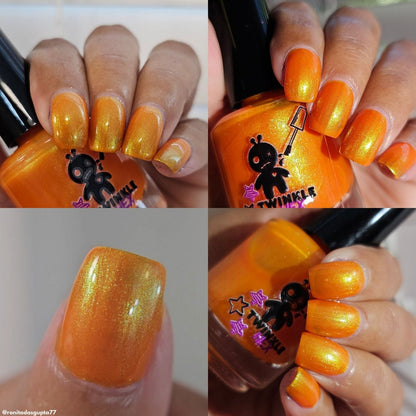 Citrus Got Real nail polish by Twinkle & Hex Polish – bold handmade indie nail polish with flakes shimmer