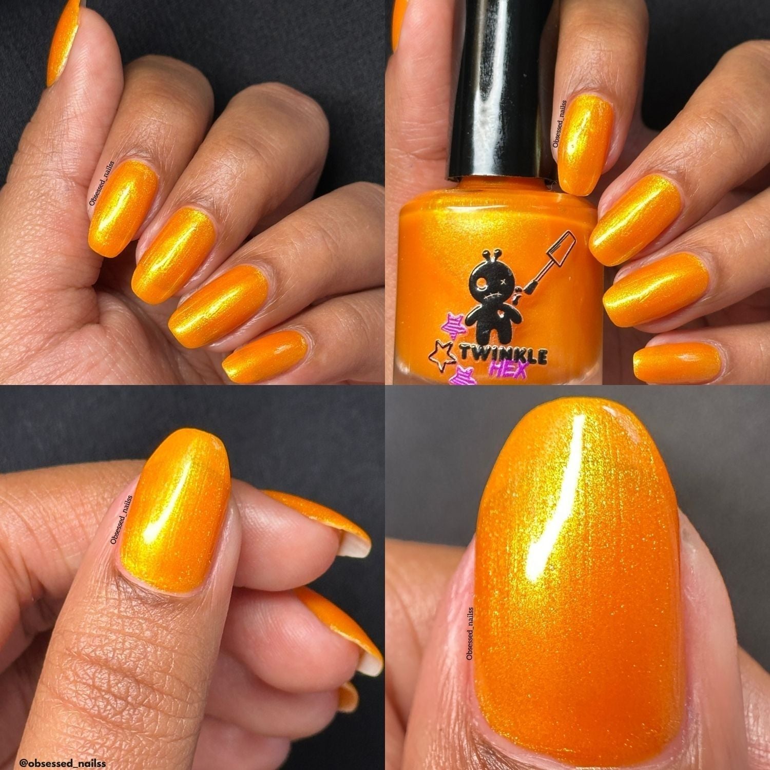 Citrus Got Real nail polish by Twinkle & Hex Polish – bold handmade indie nail polish with flakes shimmer