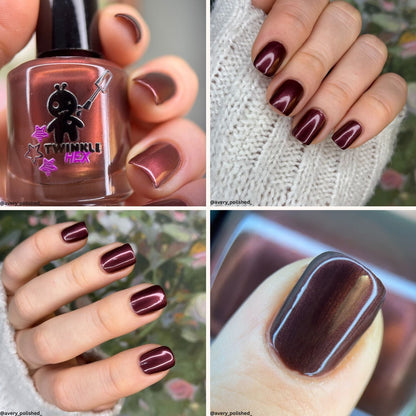 Cupid's Bad Aim nail polish by Twinkle & Hex Polish – bold handmade indie nail polish with flakes shimmer