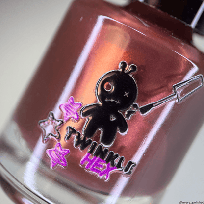 Cupid's Bad Aim nail polish by Twinkle & Hex Polish – bold handmade indie nail polish with flakes shimmer