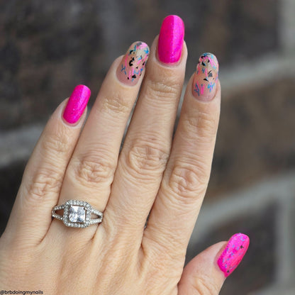 Drama Club Duo nail polish by Twinkle & Hex Polish – bold handmade indie nail polish with flakes shimmer