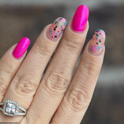 Drama Club Duo nail polish by Twinkle & Hex Polish – bold handmade indie nail polish with flakes shimmer