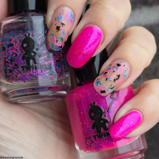 Drama Club Duo nail polish by Twinkle & Hex Polish – bold handmade indie nail polish with flakes shimmer