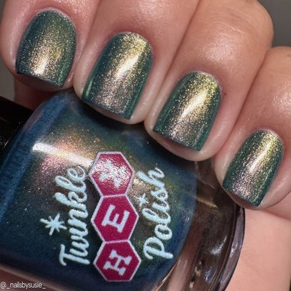 Enfield Horror nail polish by Twinkle Hex Polish – bold handmade indie nail polish with flakes shimmer