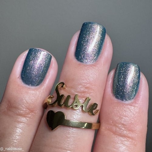 Enfield Horror nail polish by Twinkle Hex Polish – bold handmade indie nail polish with flakes shimmer