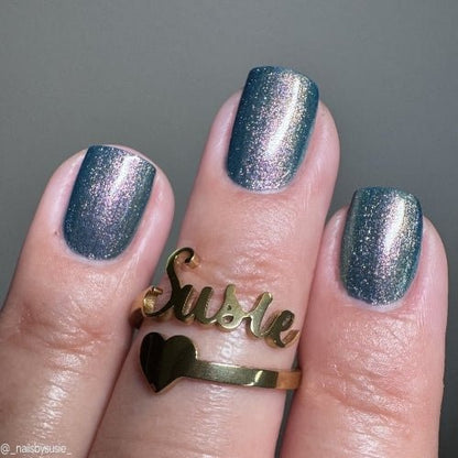 Enfield Horror nail polish by Twinkle Hex Polish – bold handmade indie nail polish with flakes shimmer