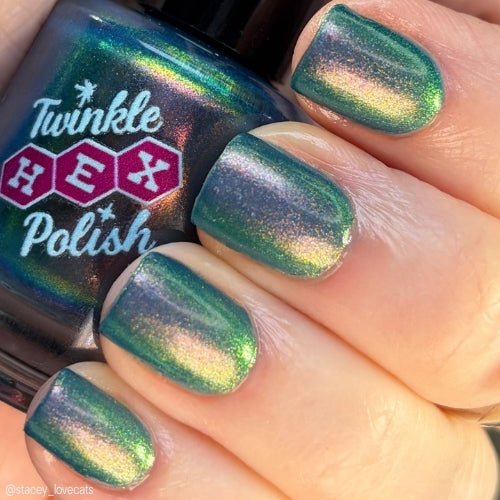 Enfield Horror nail polish by Twinkle Hex Polish – bold handmade indie nail polish with flakes shimmer
