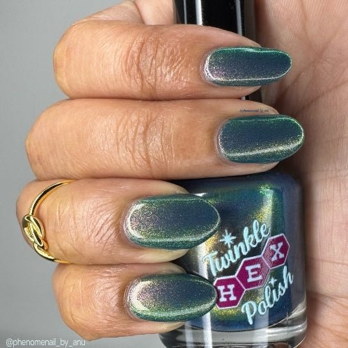 Enfield Horror nail polish by Twinkle Hex Polish – bold handmade indie nail polish with flakes shimmer