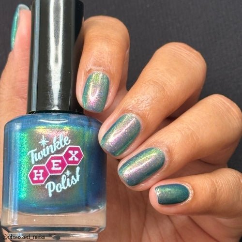 Enfield Horror nail polish by Twinkle Hex Polish – bold handmade indie nail polish with flakes shimmer
