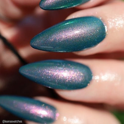 Enfield Horror nail polish by Twinkle Hex Polish – bold handmade indie nail polish with flakes shimmer