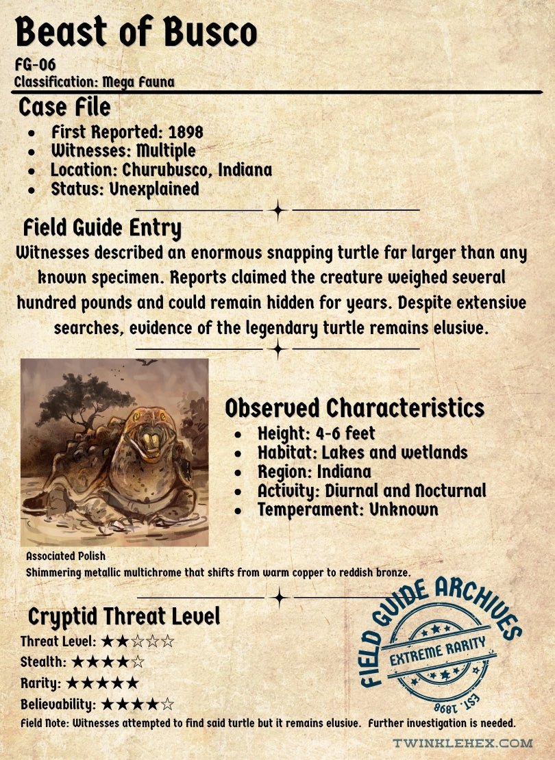 Field Guide to Lesser-Known Cryptids Collector Cards nail polish by Twinkle Hex Polish – bold handmade indie nail polish with flakes shimmer
