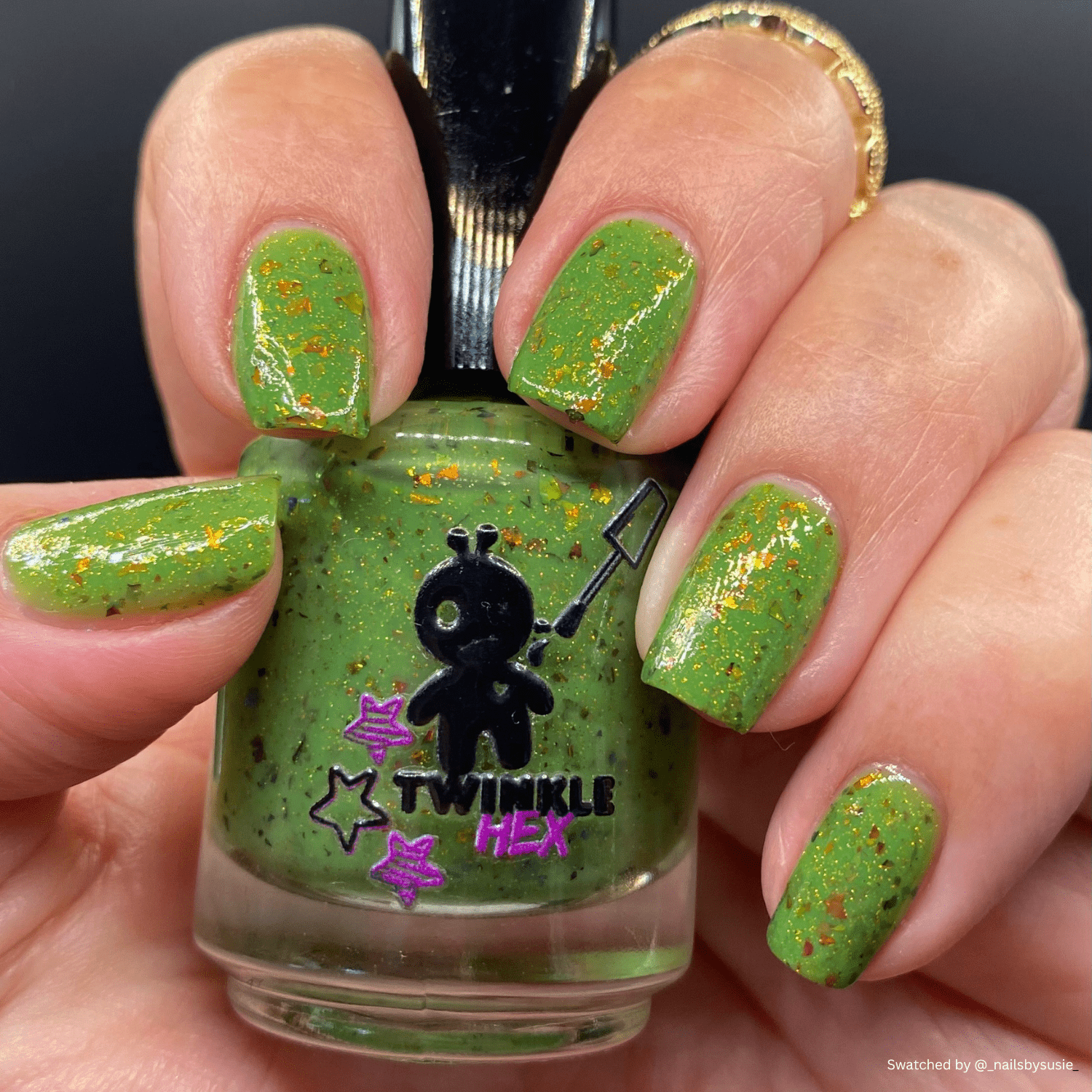 Fine. Everything is Fine. nail polish by Twinkle & Hex Polish – bold handmade indie nail polish with flakes shimmer