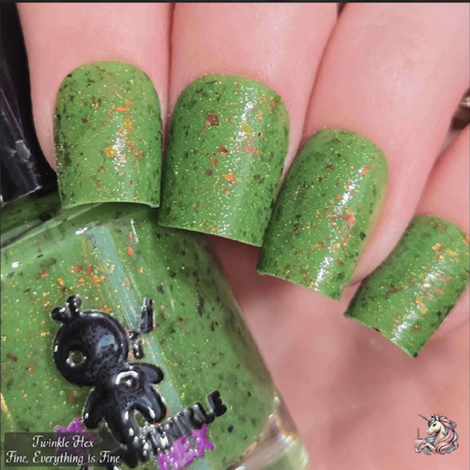 Fine. Everything is Fine. nail polish by Twinkle & Hex Polish – bold handmade indie nail polish with flakes shimmer