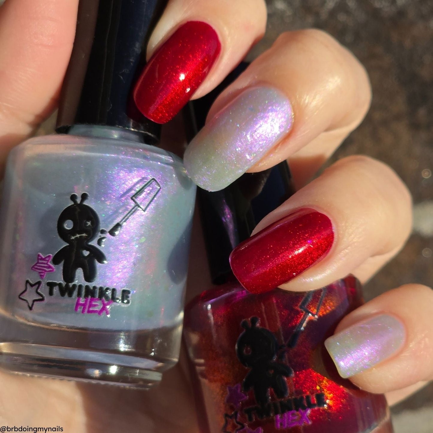 Fire & Frost Duo nail polish by Twinkle & Hex Polish – bold handmade indie nail polish with flakes shimmer