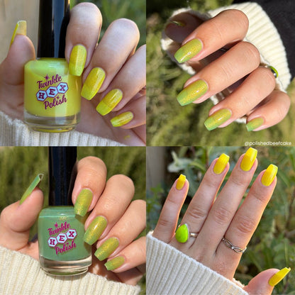 Frost Again. Cover the Plants. nail polish by Twinkle Hex Polish – bold handmade indie nail polish with flakes shimmer