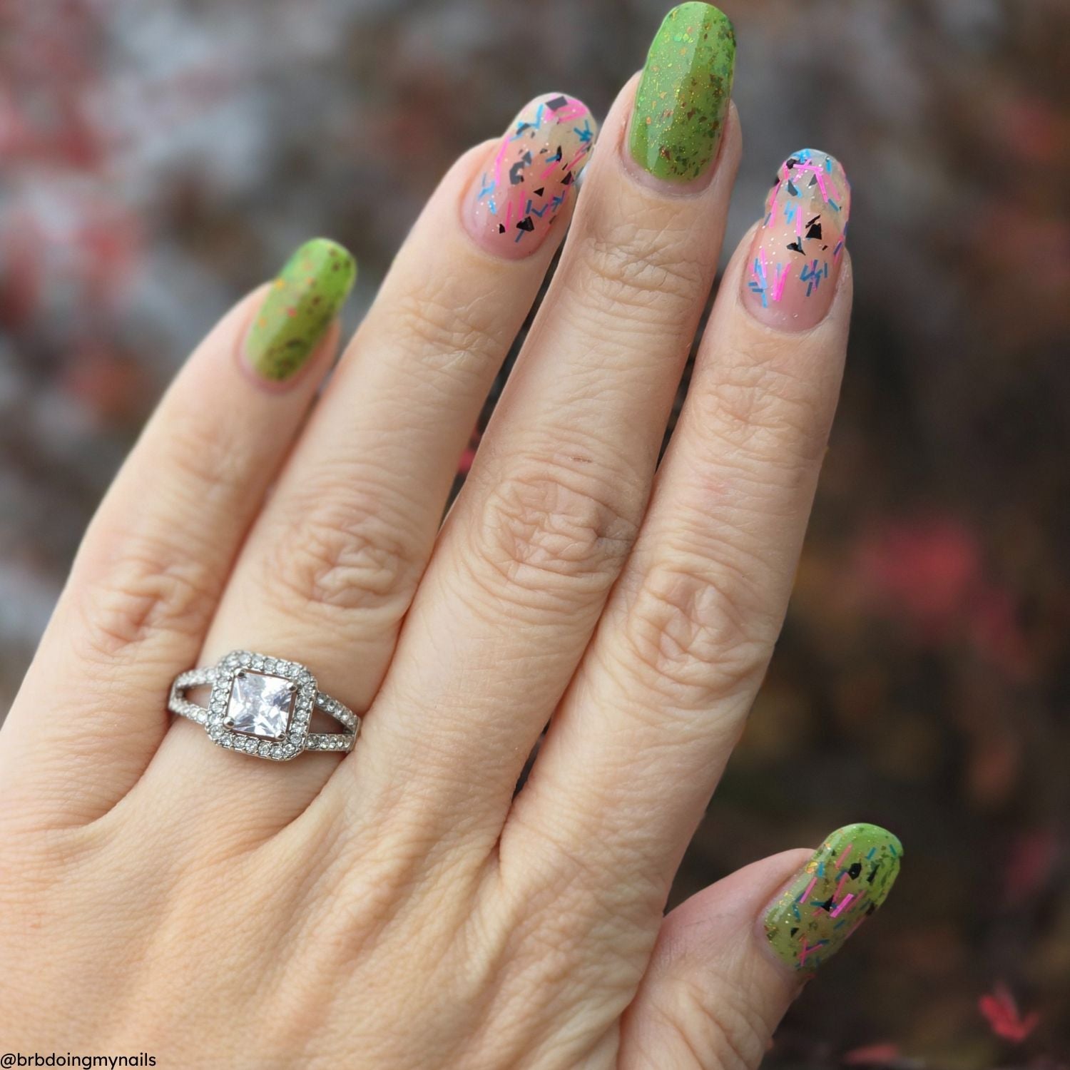 Greens & Grinches nail polish by Twinkle & Hex Polish – bold handmade indie nail polish with flakes shimmer