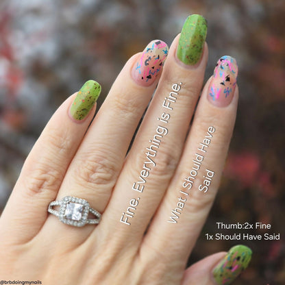 Greens & Grinches nail polish by Twinkle & Hex Polish – bold handmade indie nail polish with flakes shimmer