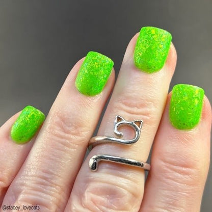 Hopkinsville Goblin nail polish by Twinkle Hex Polish – bold handmade indie nail polish with flakes shimmer
