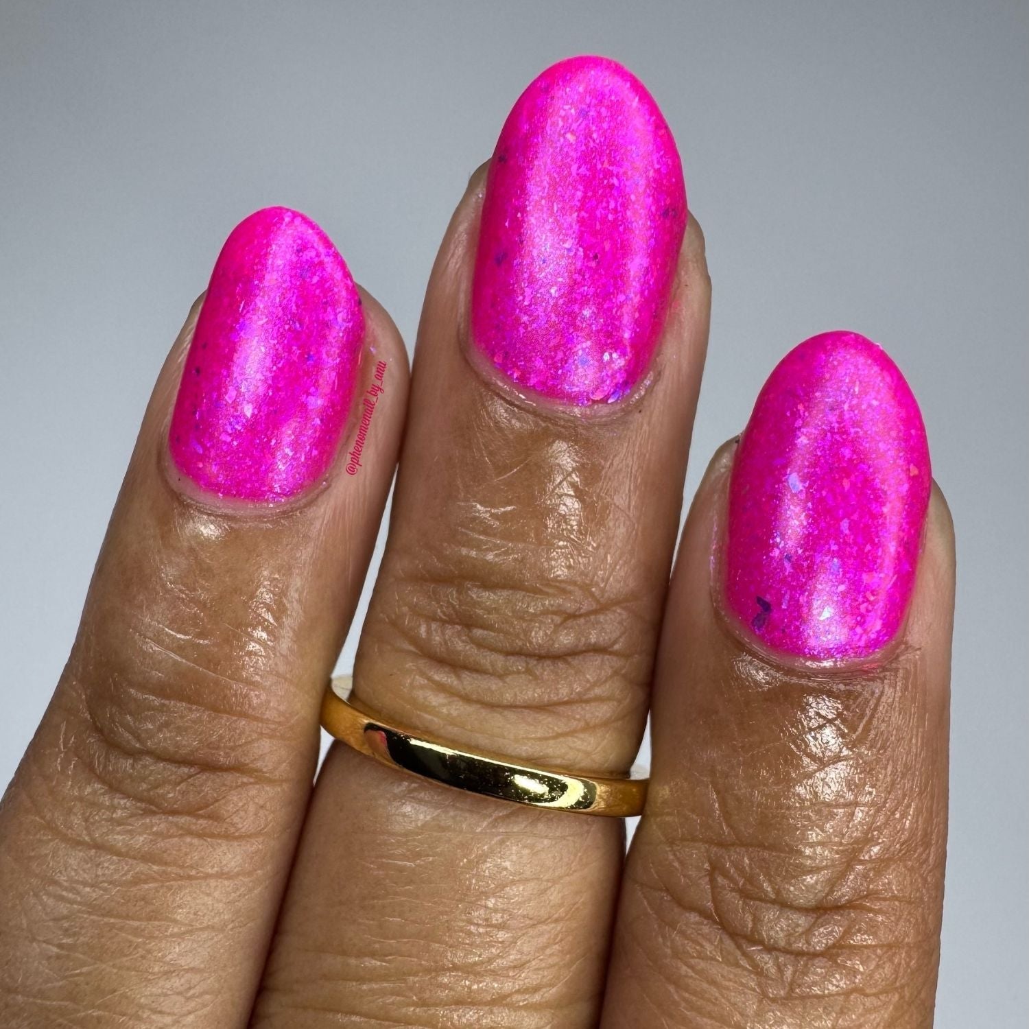 Hot Pink Hangover nail polish by Twinkle & Hex Polish – bold handmade indie nail polish with flakes shimmer