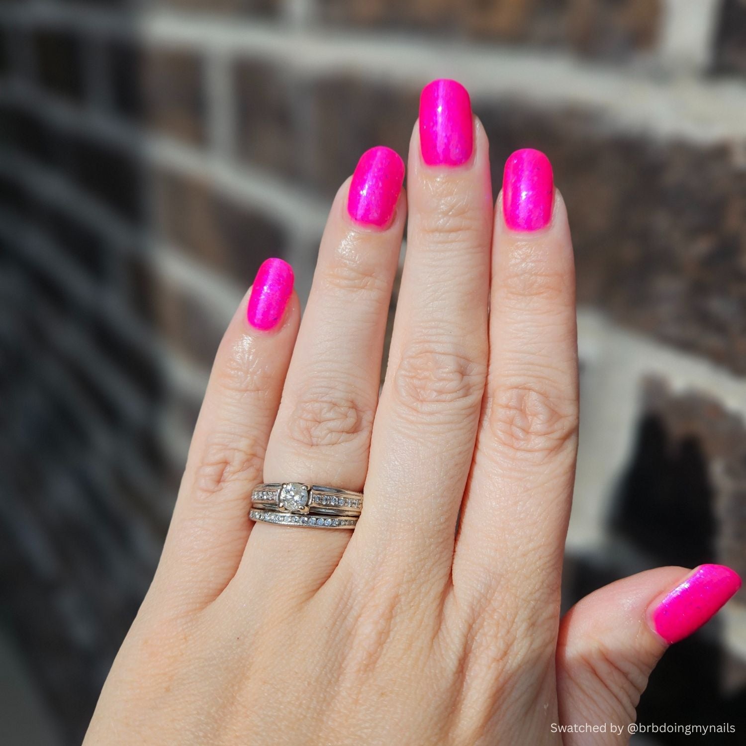Hot Pink Hangover nail polish by Twinkle & Hex Polish – bold handmade indie nail polish with flakes shimmer