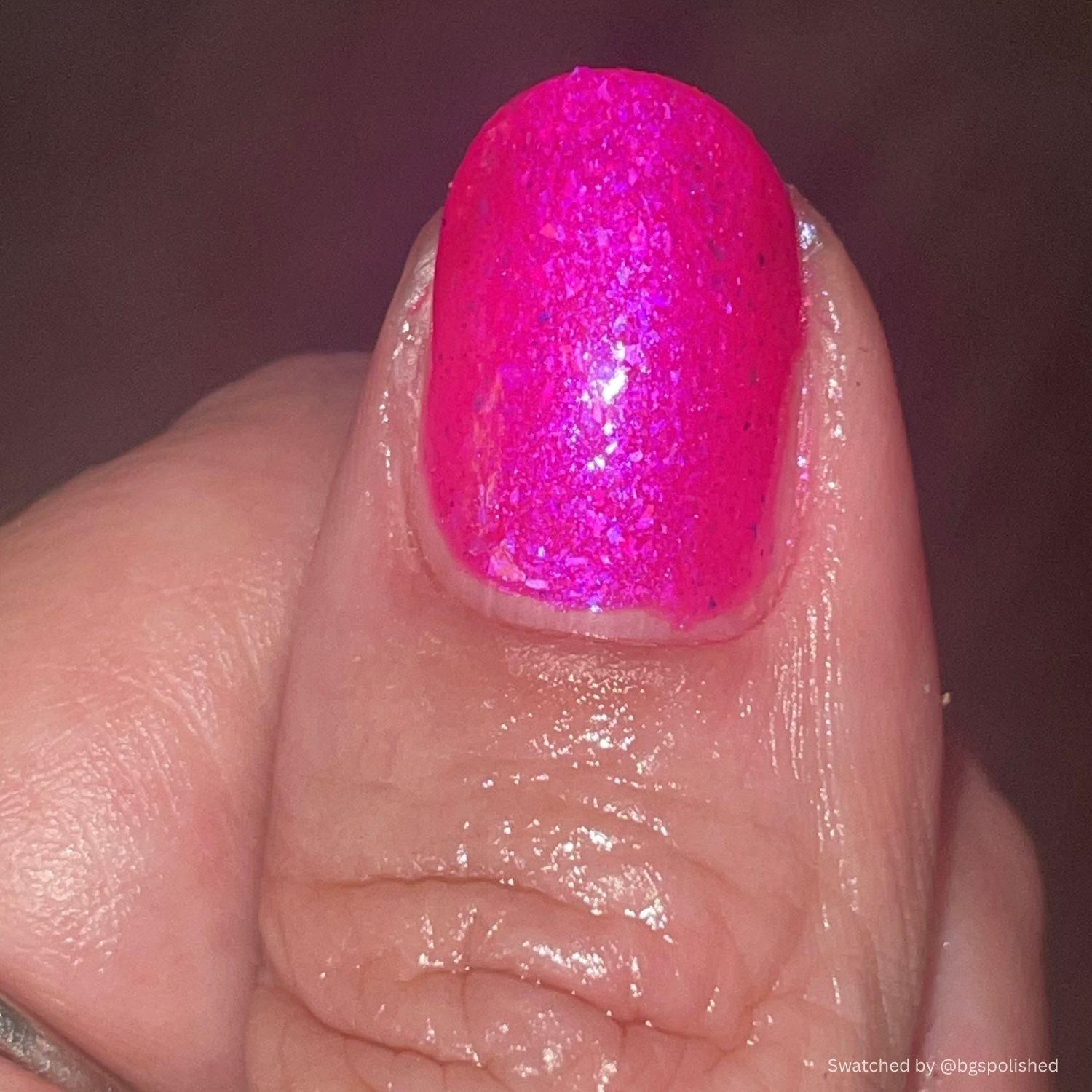 Hot Pink Hangover nail polish by Twinkle & Hex Polish – bold handmade indie nail polish with flakes shimmer