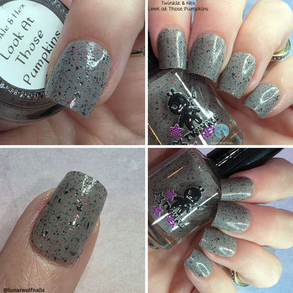 Look at Those Pumpkins nail polish by Twinkle & Hex Polish – bold handmade indie nail polish with flakes shimmer