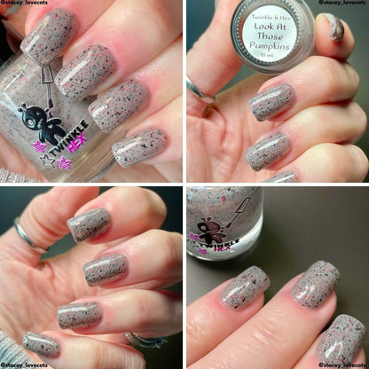 Look at Those Pumpkins nail polish by Twinkle & Hex Polish – bold handmade indie nail polish with flakes shimmer