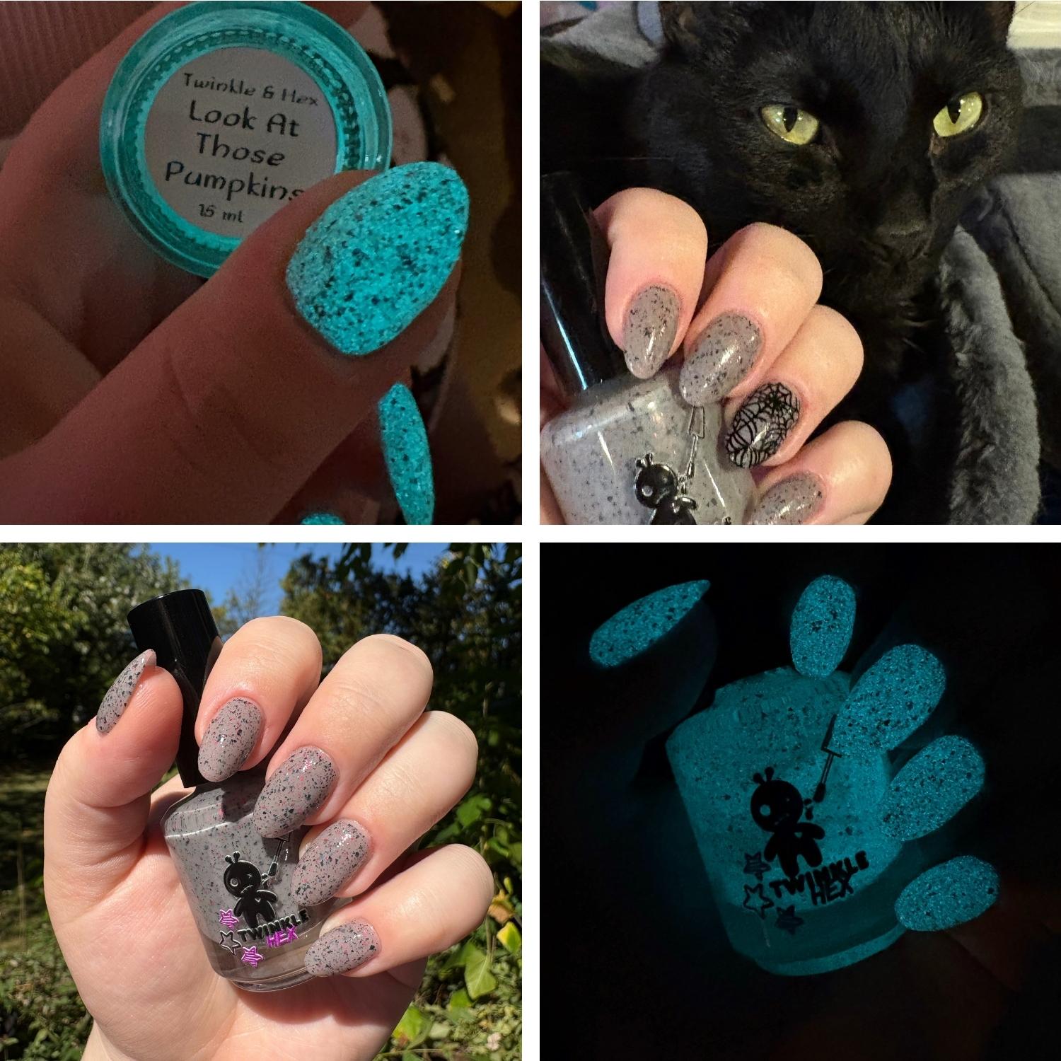 Look at Those Pumpkins nail polish by Twinkle & Hex Polish – bold handmade indie nail polish with flakes shimmer
