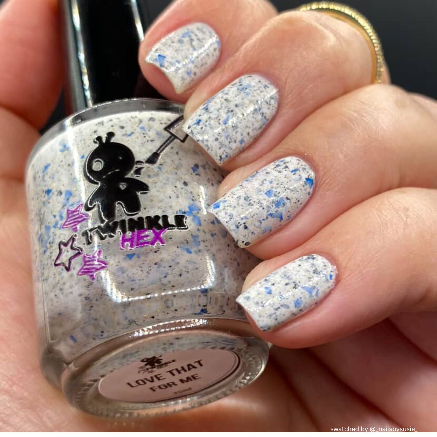 Love That For Me nail polish by Twinkle & Hex Polish – bold handmade indie nail polish with flakes shimmer