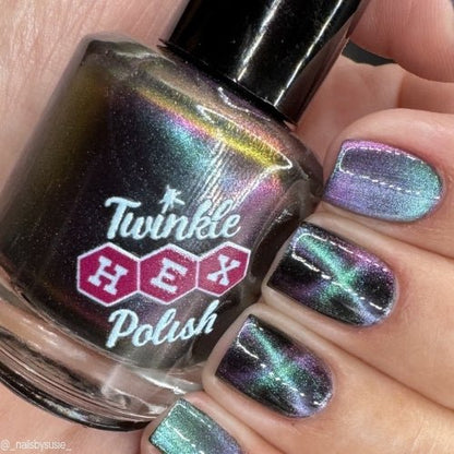 Loveland Frog nail polish by Twinkle Hex Polish – bold handmade indie nail polish with flakes shimmer