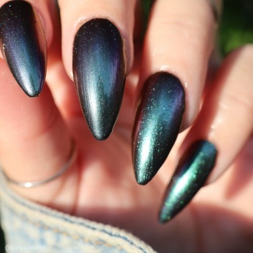 Loveland Frog nail polish by Twinkle Hex Polish – bold handmade indie nail polish with flakes shimmer