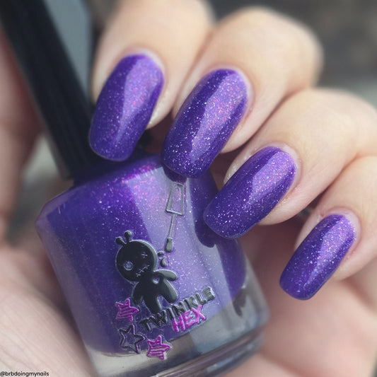 My Corvette nail polish by Twinkle & Hex Polish – bold handmade indie nail polish with flakes shimmer