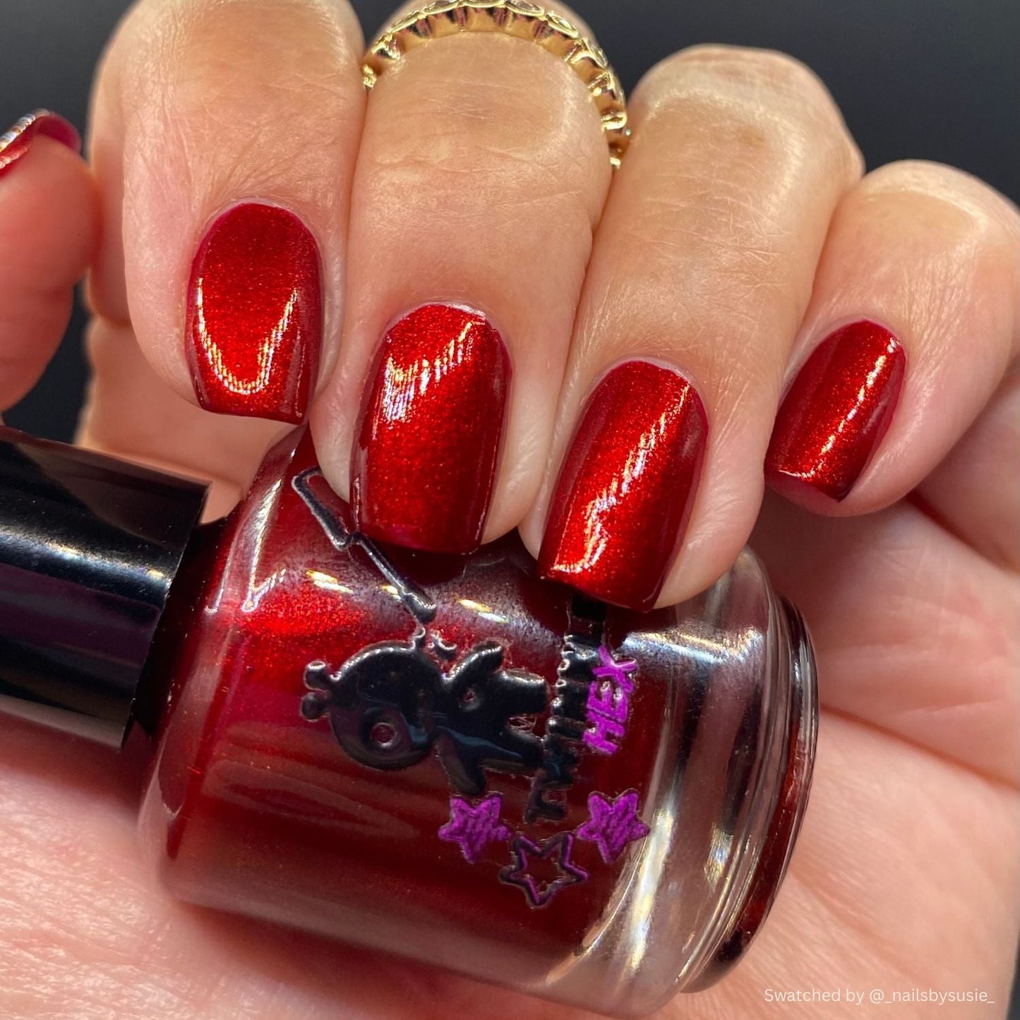 Not His Blood, Probably nail polish by Twinkle & Hex Polish – bold handmade indie nail polish with flakes shimmer