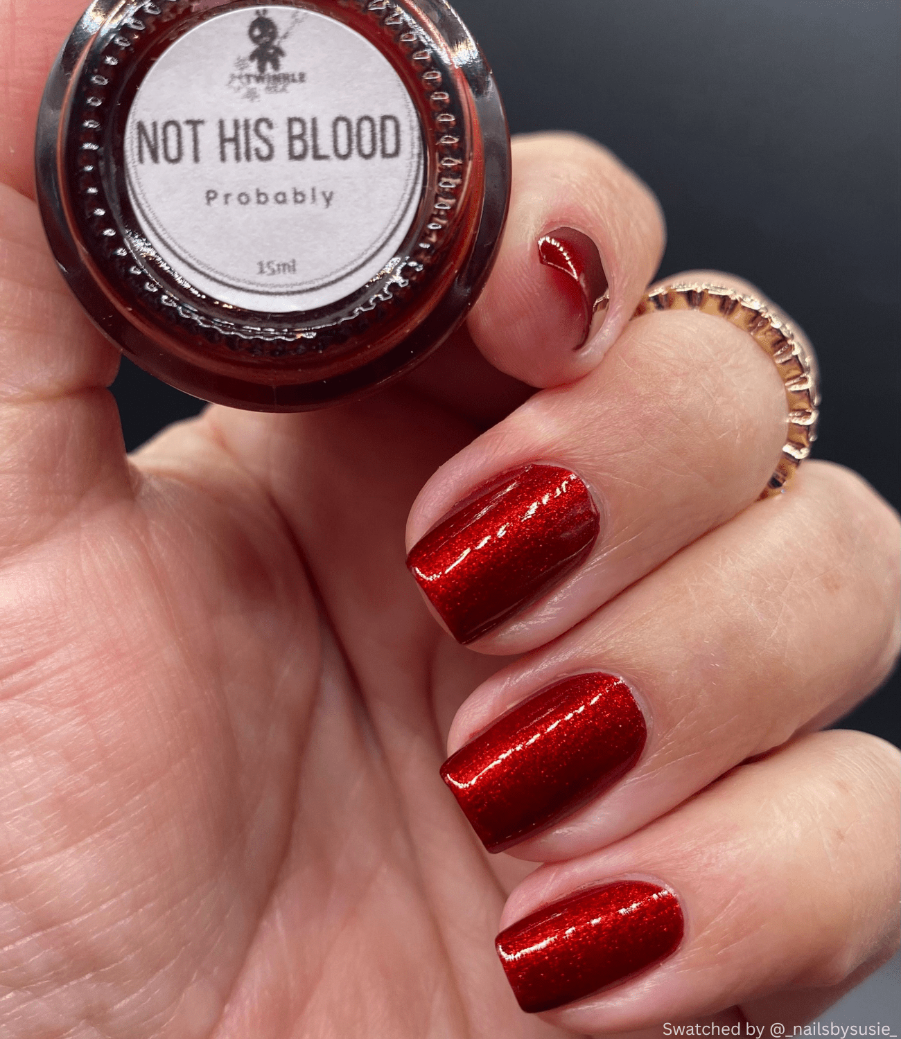 Not His Blood, Probably nail polish by Twinkle & Hex Polish – bold handmade indie nail polish with flakes shimmer