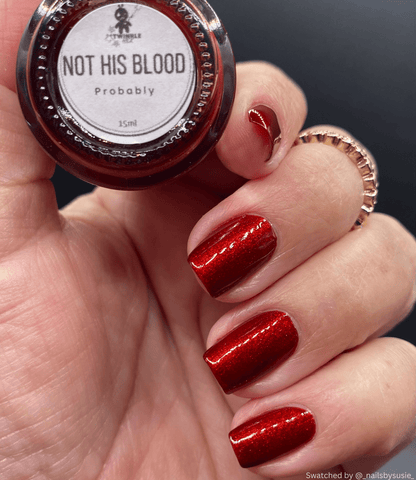 Not His Blood, Probably nail polish by Twinkle & Hex Polish – bold handmade indie nail polish with flakes shimmer