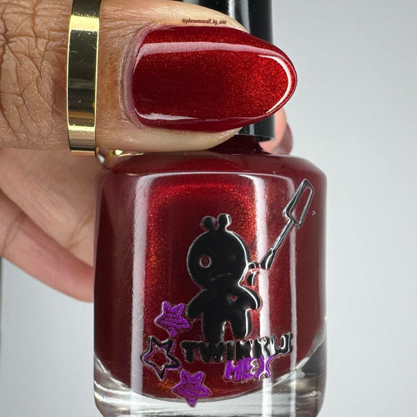 Not His Blood, Probably nail polish by Twinkle & Hex Polish – bold handmade indie nail polish with flakes shimmer