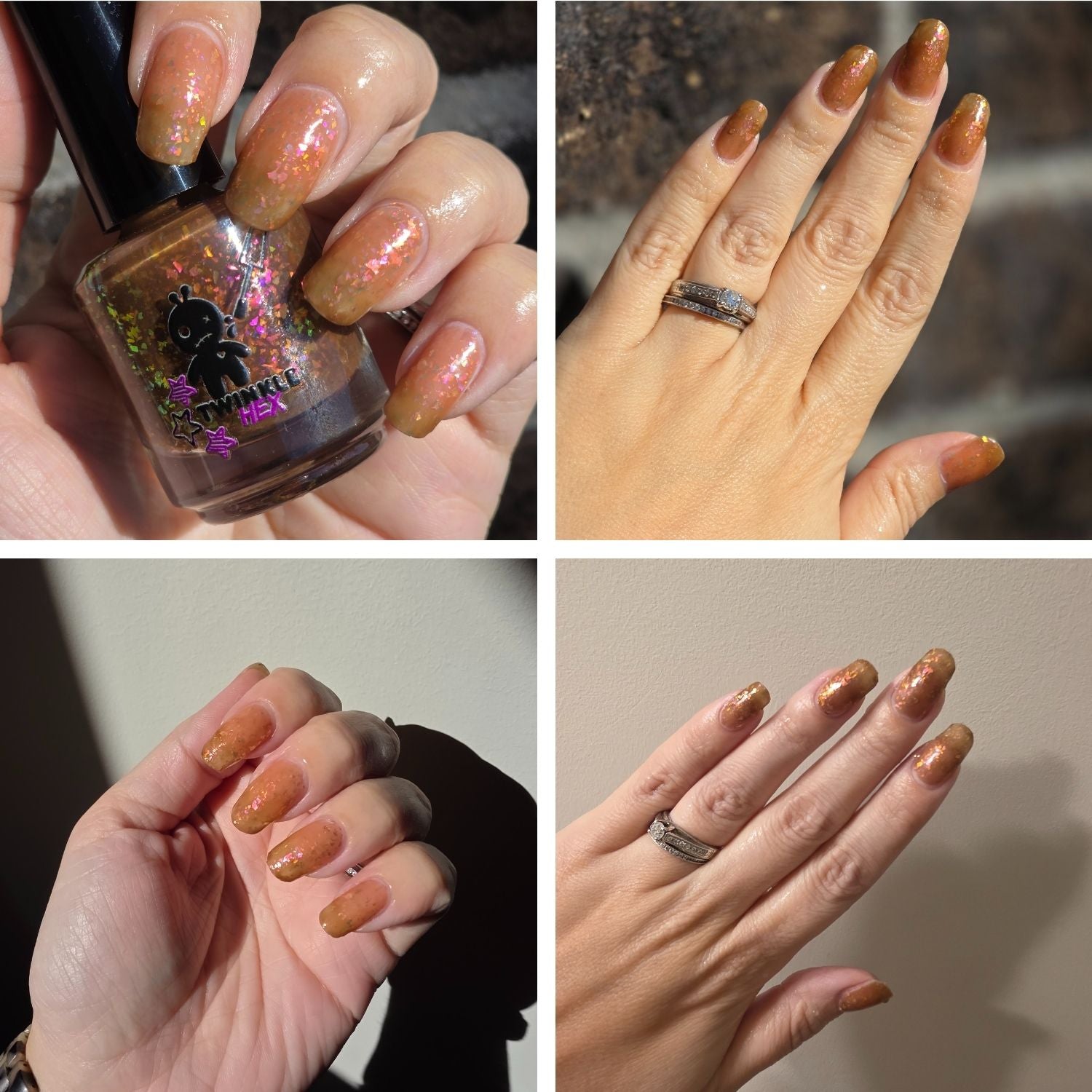 Oh My Gourd nail polish by Twinkle & Hex Polish – bold handmade indie nail polish with flakes shimmer