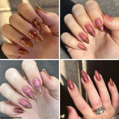Oh My Gourd nail polish by Twinkle & Hex Polish – bold handmade indie nail polish with flakes shimmer