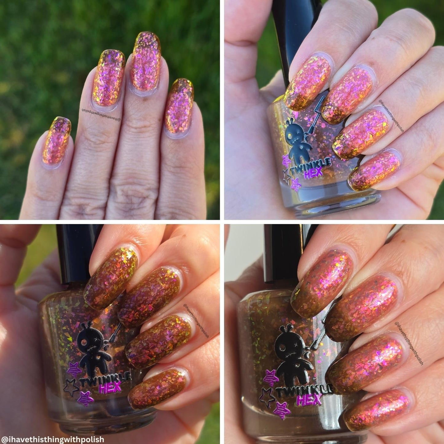 Oh My Gourd nail polish by Twinkle & Hex Polish – bold handmade indie nail polish with flakes shimmer