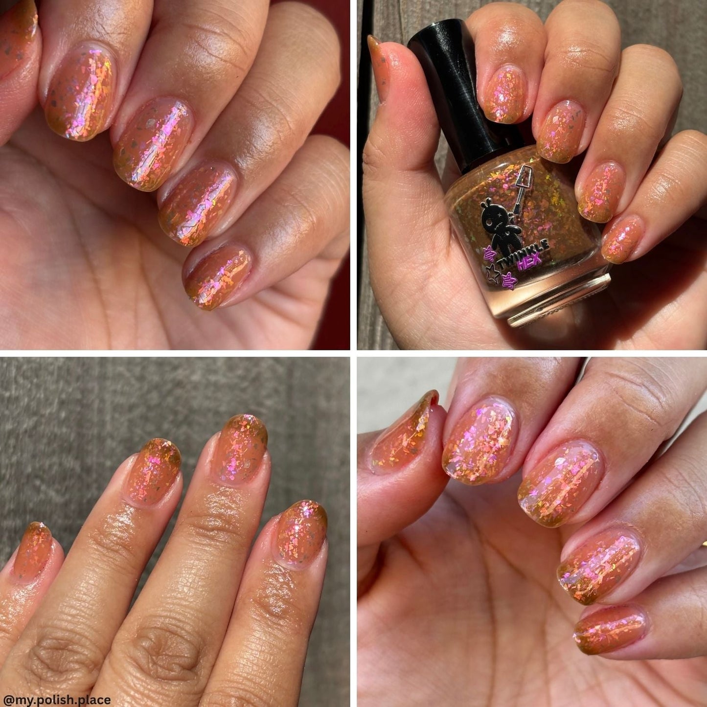 Oh My Gourd nail polish by Twinkle & Hex Polish – bold handmade indie nail polish with flakes shimmer