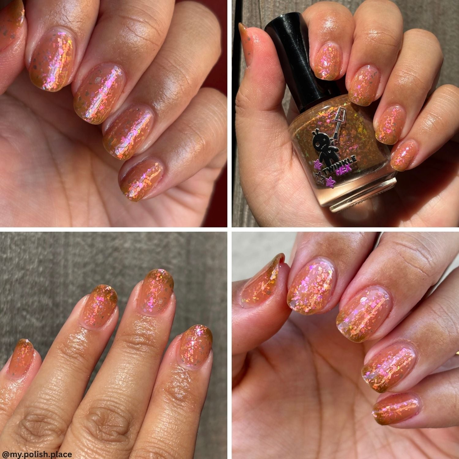 Oh My Gourd nail polish by Twinkle & Hex Polish – bold handmade indie nail polish with flakes shimmer