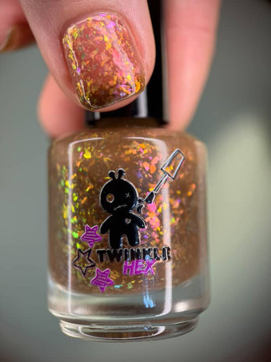 Oh My Gourd nail polish by Twinkle & Hex Polish – bold handmade indie nail polish with flakes shimmer