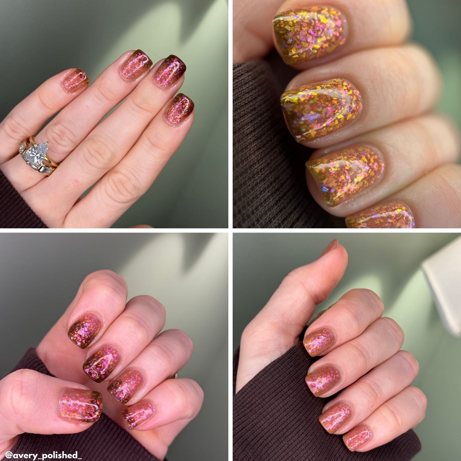 Oh My Gourd nail polish by Twinkle & Hex Polish – bold handmade indie nail polish with flakes shimmer
