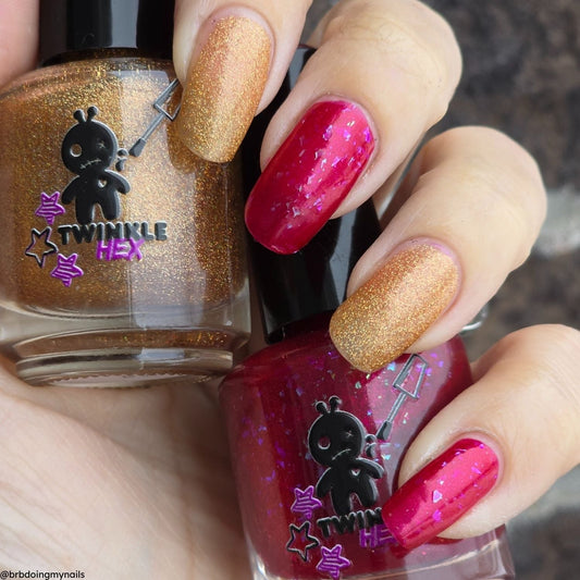 Rudolph's Riot nail polish by Twinkle & Hex Polish – bold handmade indie nail polish with flakes shimmer