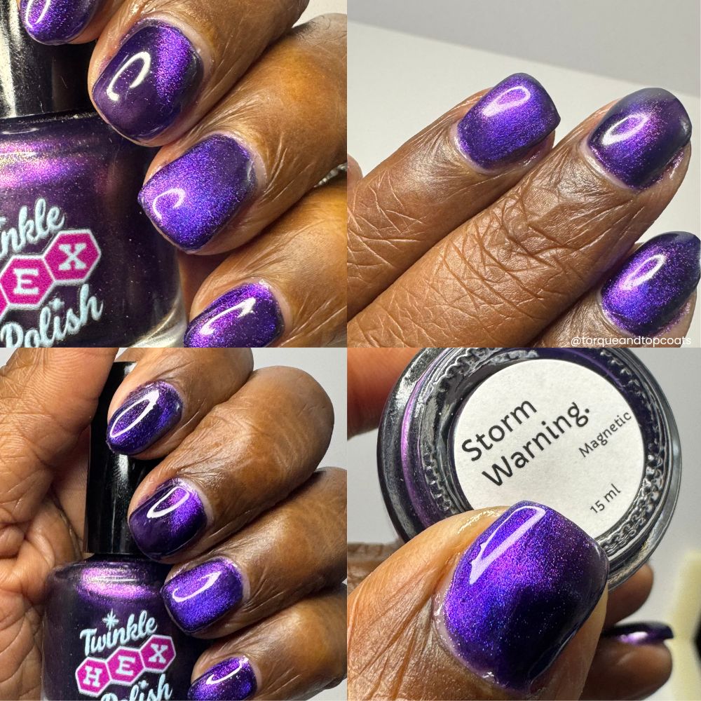 Storm Warning nail polish by Twinkle Hex Polish – bold handmade indie nail polish with flakes shimmer