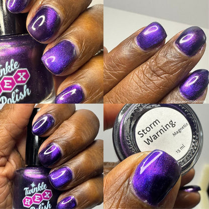 Storm Warning nail polish by Twinkle Hex Polish – bold handmade indie nail polish with flakes shimmer