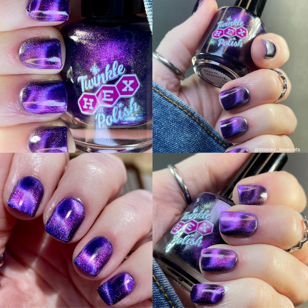 Storm Warning nail polish by Twinkle Hex Polish – bold handmade indie nail polish with flakes shimmer