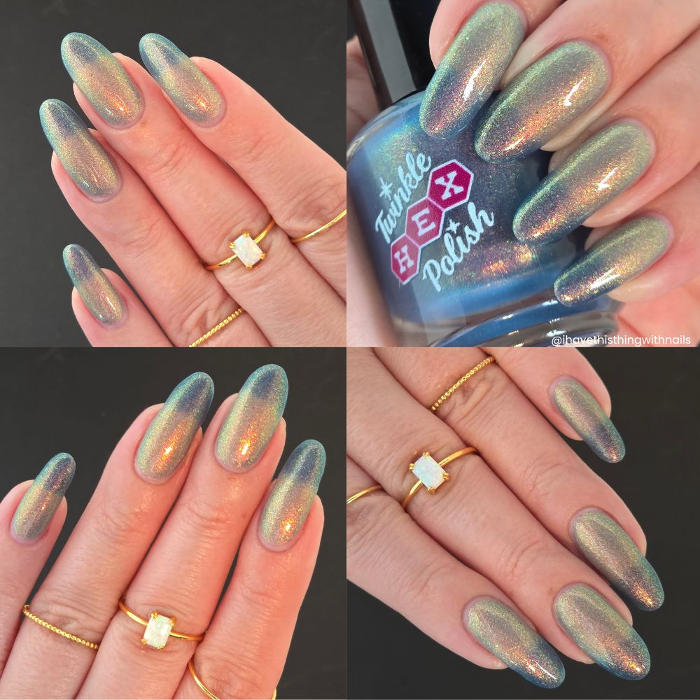 The Entire Betrayed by a Spring Forecast Collection nail polish by Twinkle Hex Polish – bold handmade indie nail polish with flakes shimmer