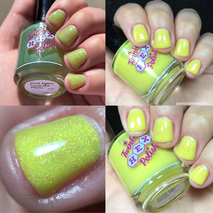 The Entire Betrayed by a Spring Forecast Collection nail polish by Twinkle Hex Polish – bold handmade indie nail polish with flakes shimmer