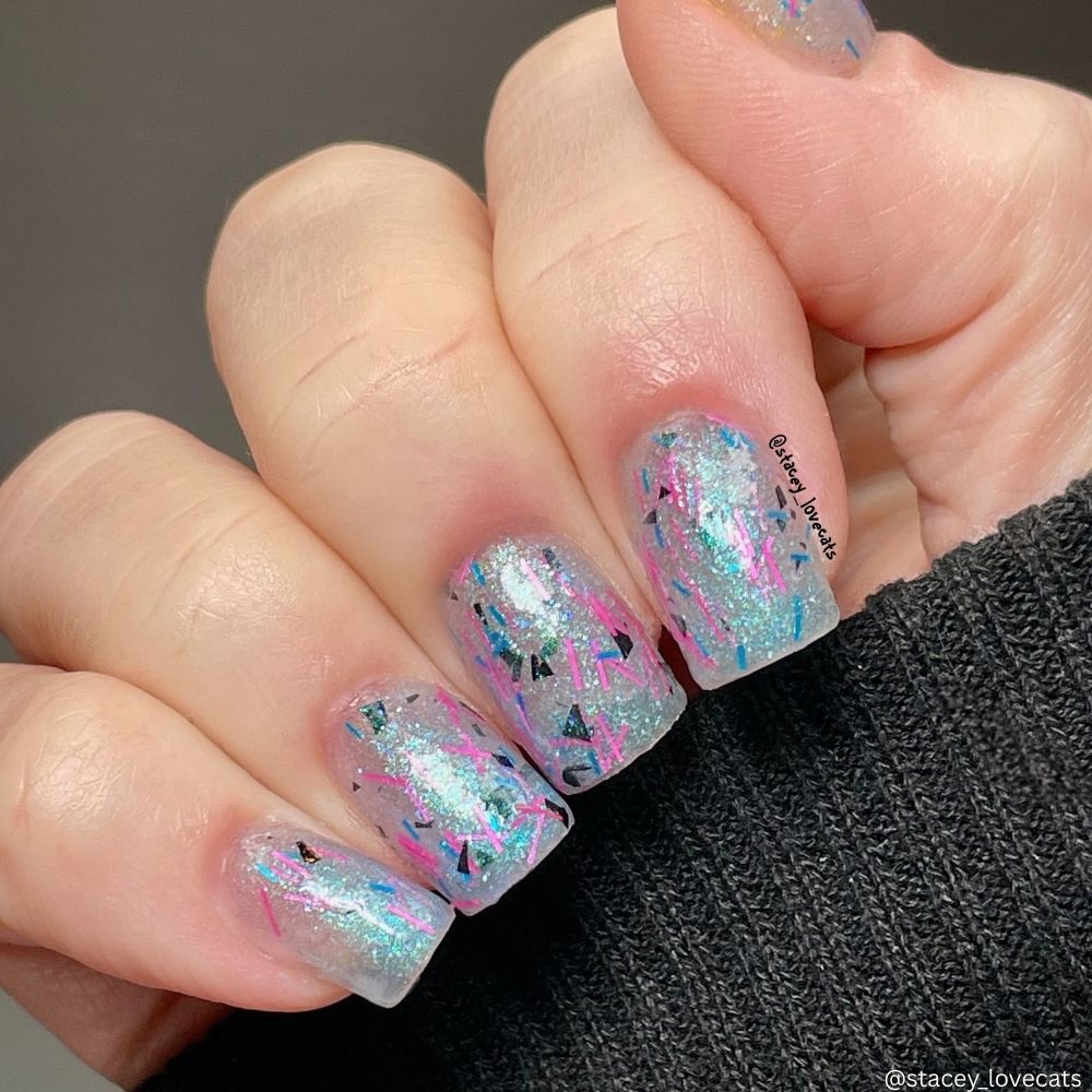 Top This nail polish by Twinkle & Hex Polish – bold handmade indie nail polish with flakes shimmer